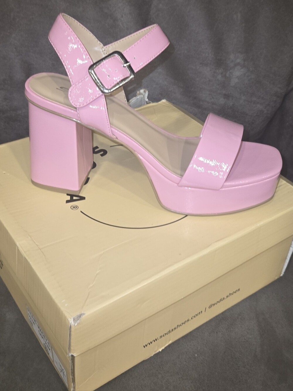 Baby Pink Block Heels Sandals